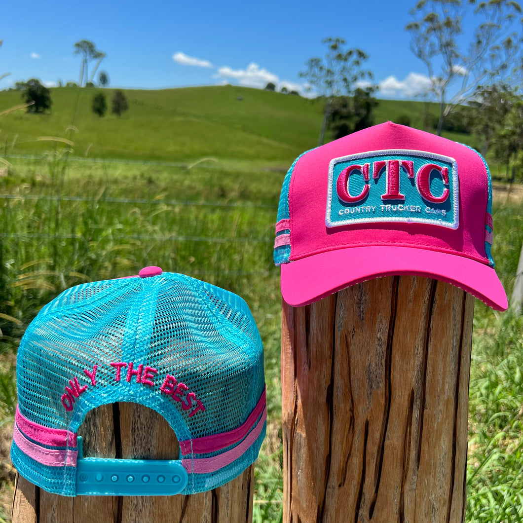 CTC PINK TEAL PATCH TRUCKER CAP