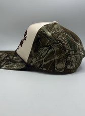 LADIES CAMO FULL FABRIC MEDIUM PEAK TRUCKER CAP