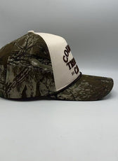 LADIES CAMO FULL FABRIC MEDIUM PEAK TRUCKER CAP