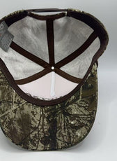LADIES CAMO FULL FABRIC MEDIUM PEAK TRUCKER CAP