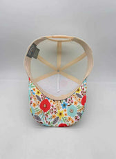 FLORAL LEATHER PATCH TRUCKER CAP