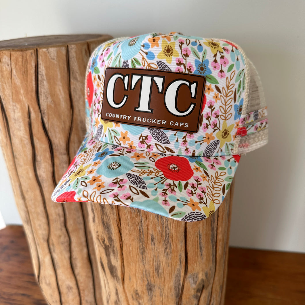 CTC Floral Leather Patch Trucker Cap