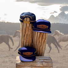 Load image into Gallery viewer, FLAT BRIM NAVY LEATHER CAP RANGE
