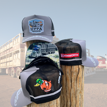 Load image into Gallery viewer, GREY UPPA BADGE TRUCKER CAP RANGE
