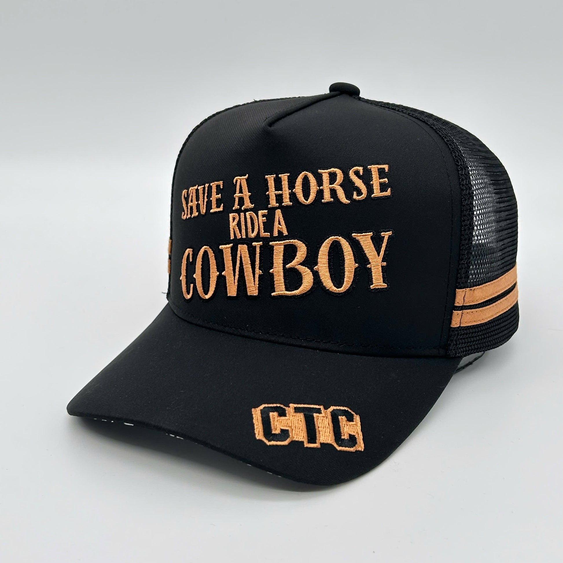 SAVE A HORSE RIDE A COWBOY 2.0 BLACK TRUCKER CAP