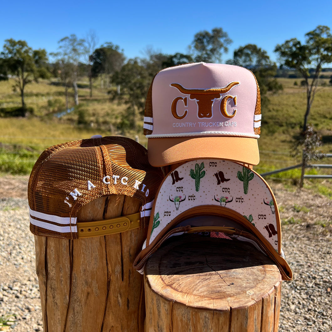 RUSTY WESTERN YOUTH TRUCKER CAP -PEACH