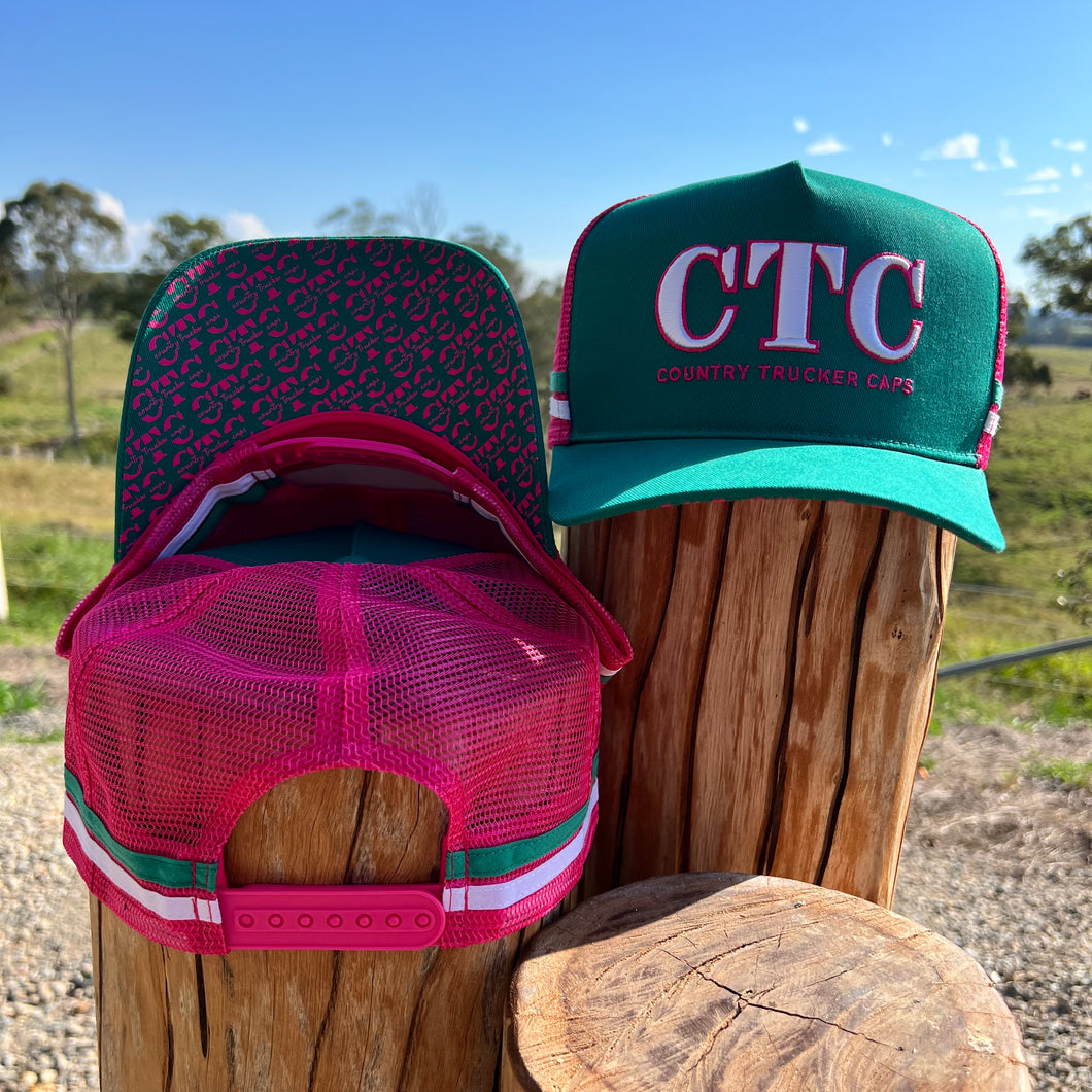 CTC KHAKI/PINK TRUCKER CAP