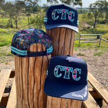 Load image into Gallery viewer, CTC NAVY FLORAL TRUCKER CAP RANGE
