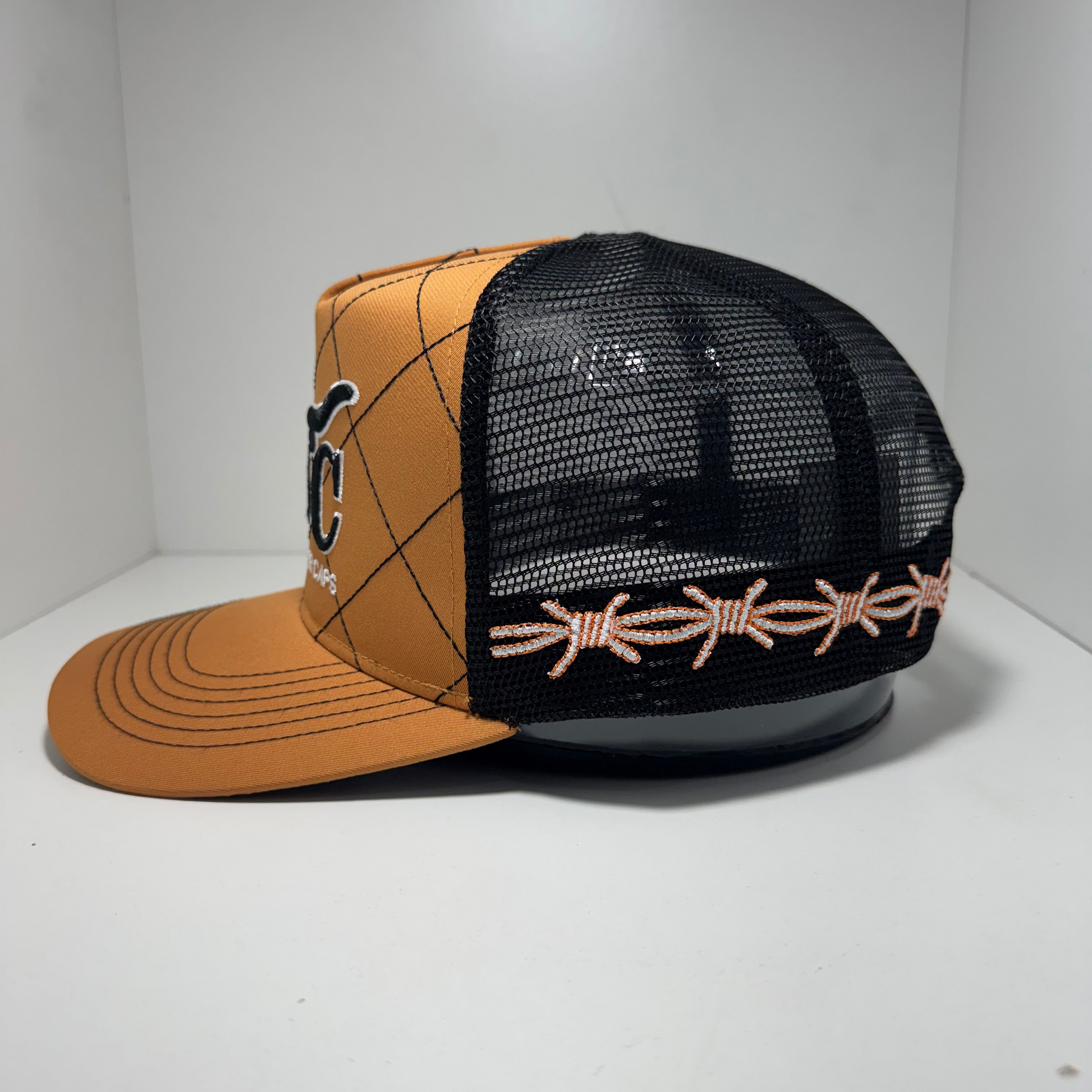 TAN BARB WIRE TRUCKER CAP