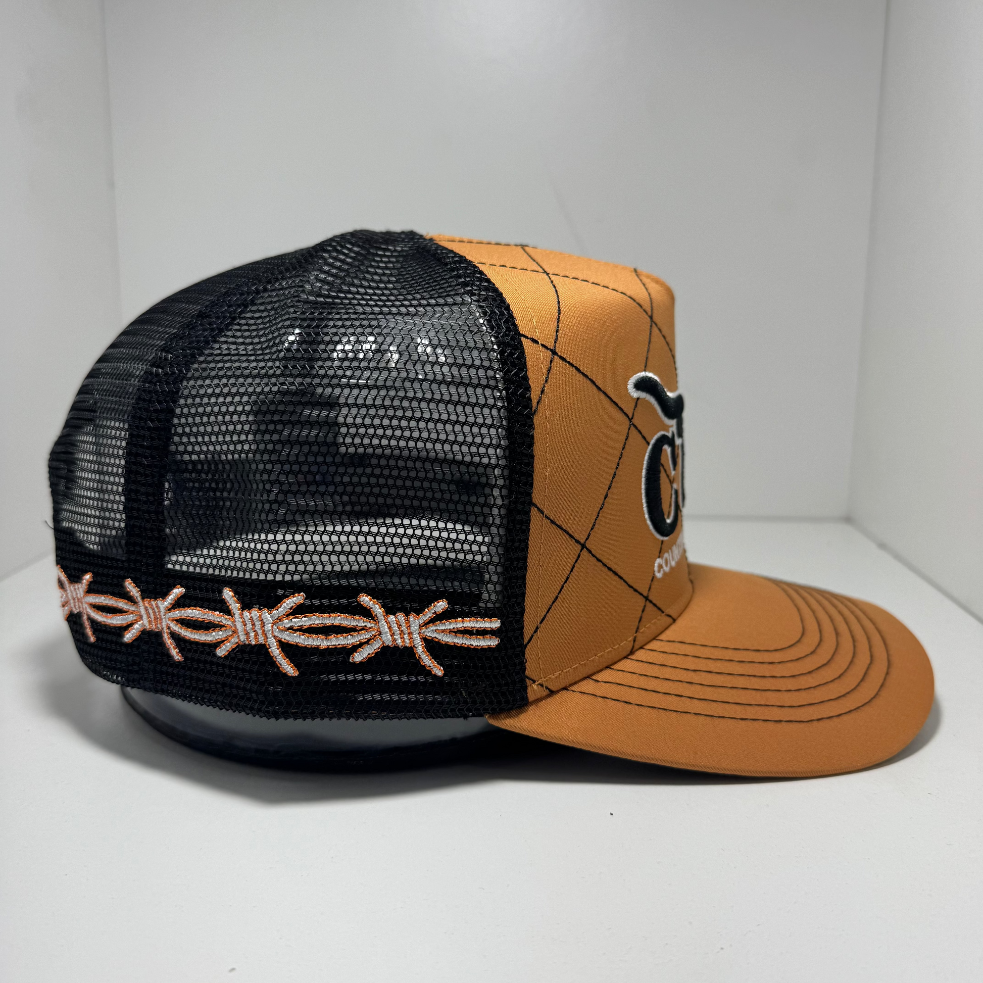 TAN BARB WIRE TRUCKER CAP
