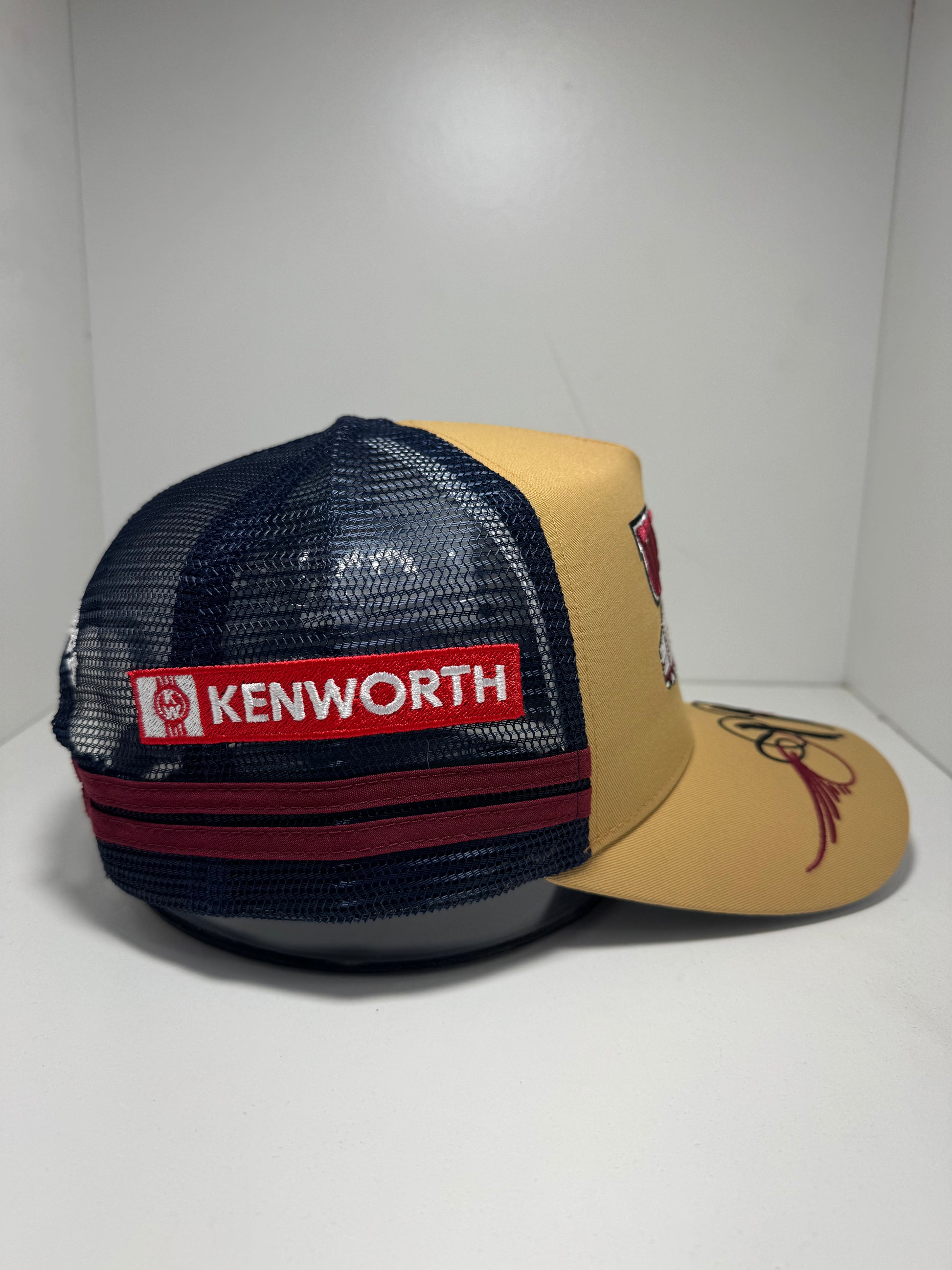 UPPA CARAMEL NAVY TRUCKER CAP