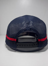 POWDER BLUE RED BULLHORN TRUCKER CAP