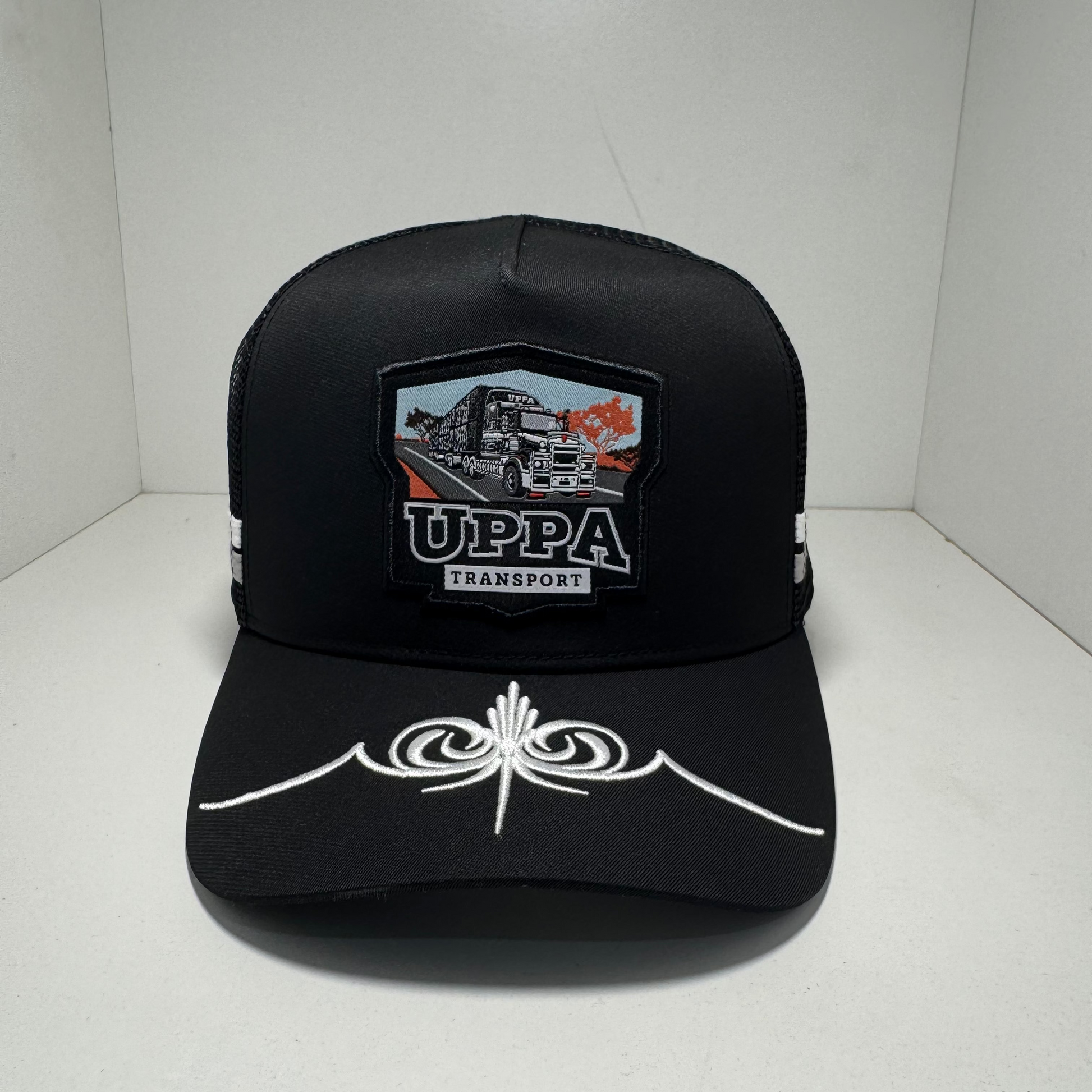 UPPA BADGE TRUCKER CAP - ALL BLACK
