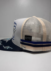 VINTAGE SCROLL GREY BLUE TRUCKER CAP