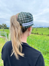 Load image into Gallery viewer, CTC OLIVE GINGHAM TRUCKER CAP
