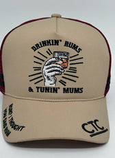 V2 DRINKIN RUMS TUNIN MUMS TRUCKER CAP - CREAM