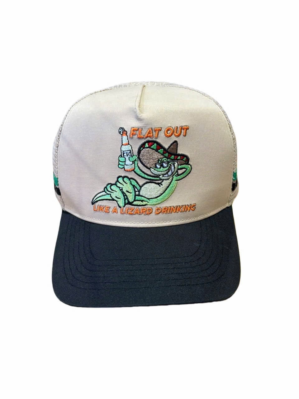 FLAT OUT LIKE A LIZARD DRINKING TRUCKER CAP