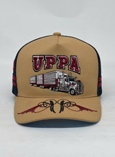 UPPA CARAMEL NAVY TRUCKER CAP
