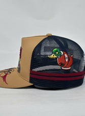 UPPA CARAMEL NAVY TRUCKER CAP