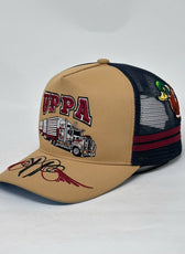UPPA CARAMEL NAVY TRUCKER CAP
