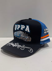 UPPA BLACK BLUE TRUCKER CAP