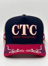 NAVY CHERRY TRUCKER CAP