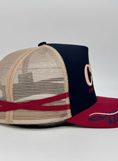 NAVY CHERRY TRUCKER CAP