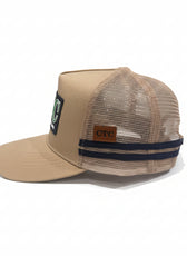BEIGE RUBBER PATCH TRUCKER CAP