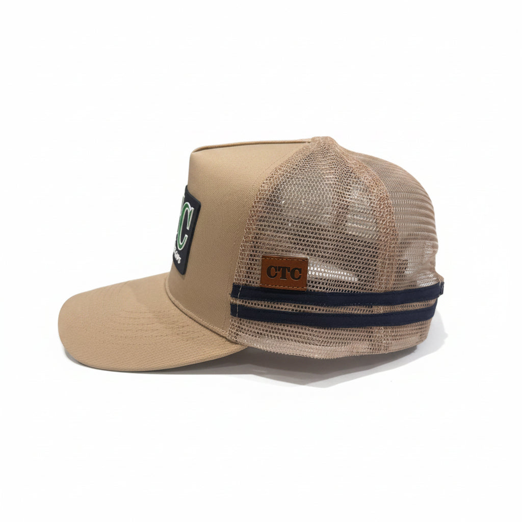 BEIGE RUBBER PATCH TRUCKER CAP