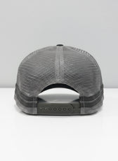 GREY BLACK BULLHORN TRUCKER CAP