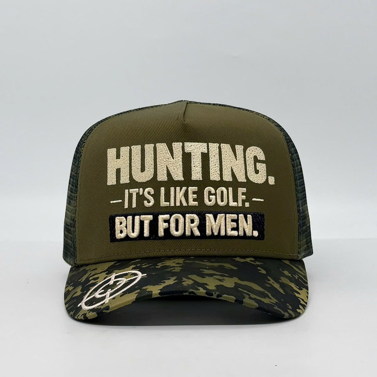 HUNTING. IT'S LIKE GOLF. BUT FOR MEN. TRUCKER CAP