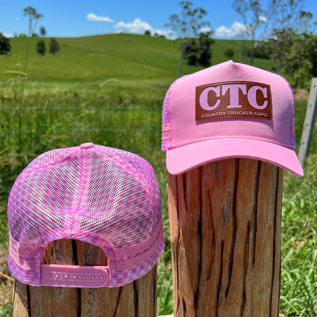 CTC Pink Leather Patch- Trucker Cap