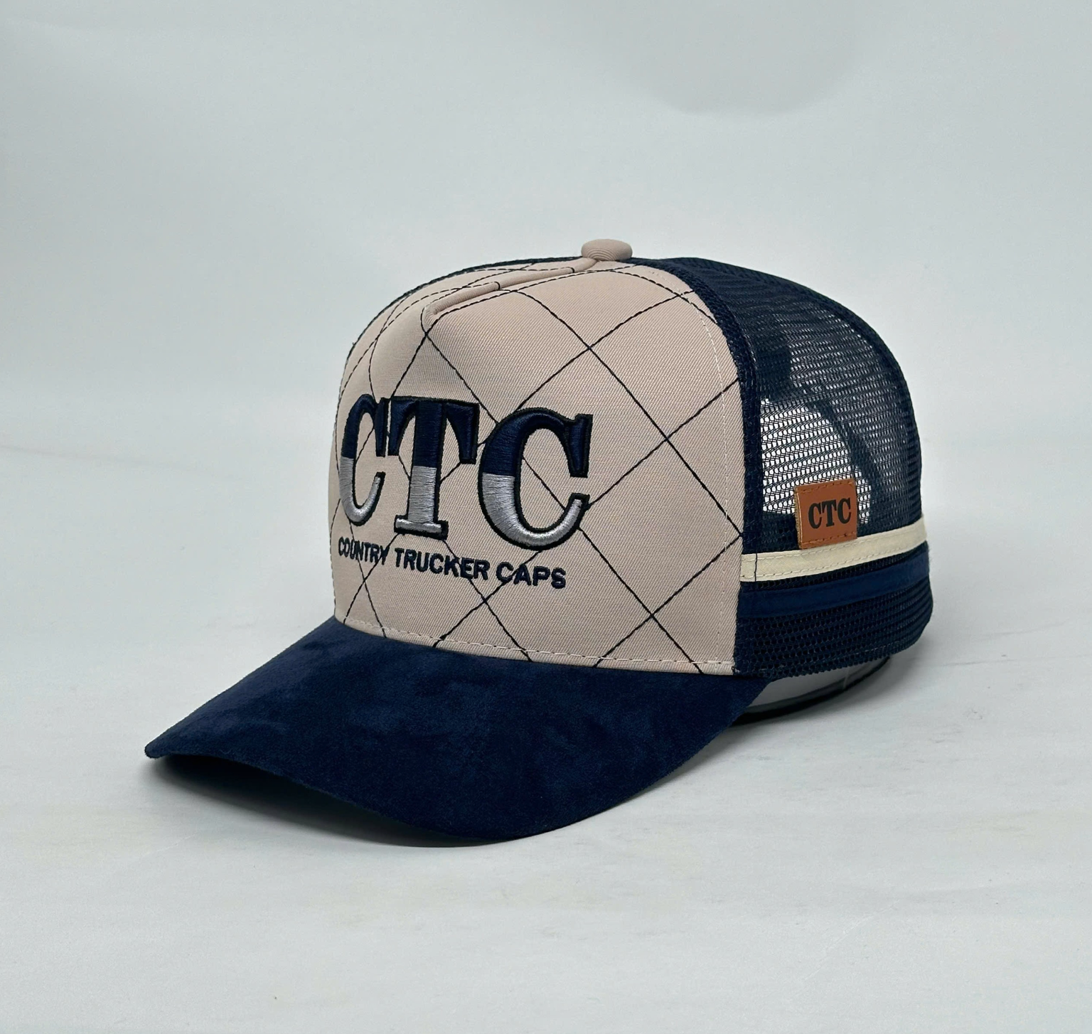 NAVY SUEDE TRUCKER CAP