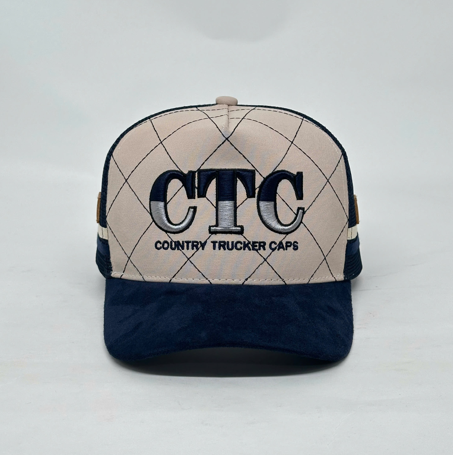 NAVY SUEDE TRUCKER CAP