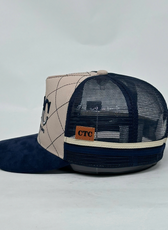 NAVY SUEDE TRUCKER CAP