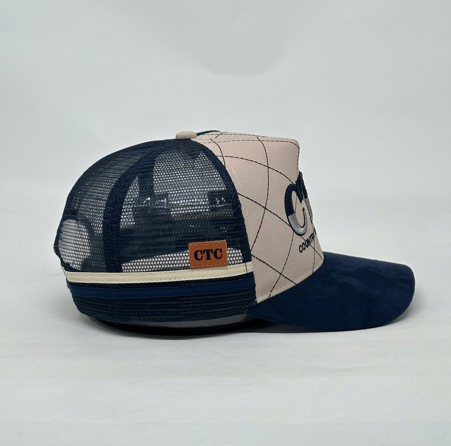 NAVY SUEDE TRUCKER CAP