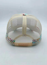 FLORAL LEATHER PATCH TRUCKER CAP