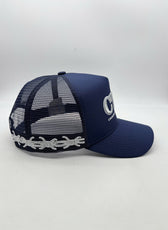 NAVY BARB WIRE TRUCKER CAP