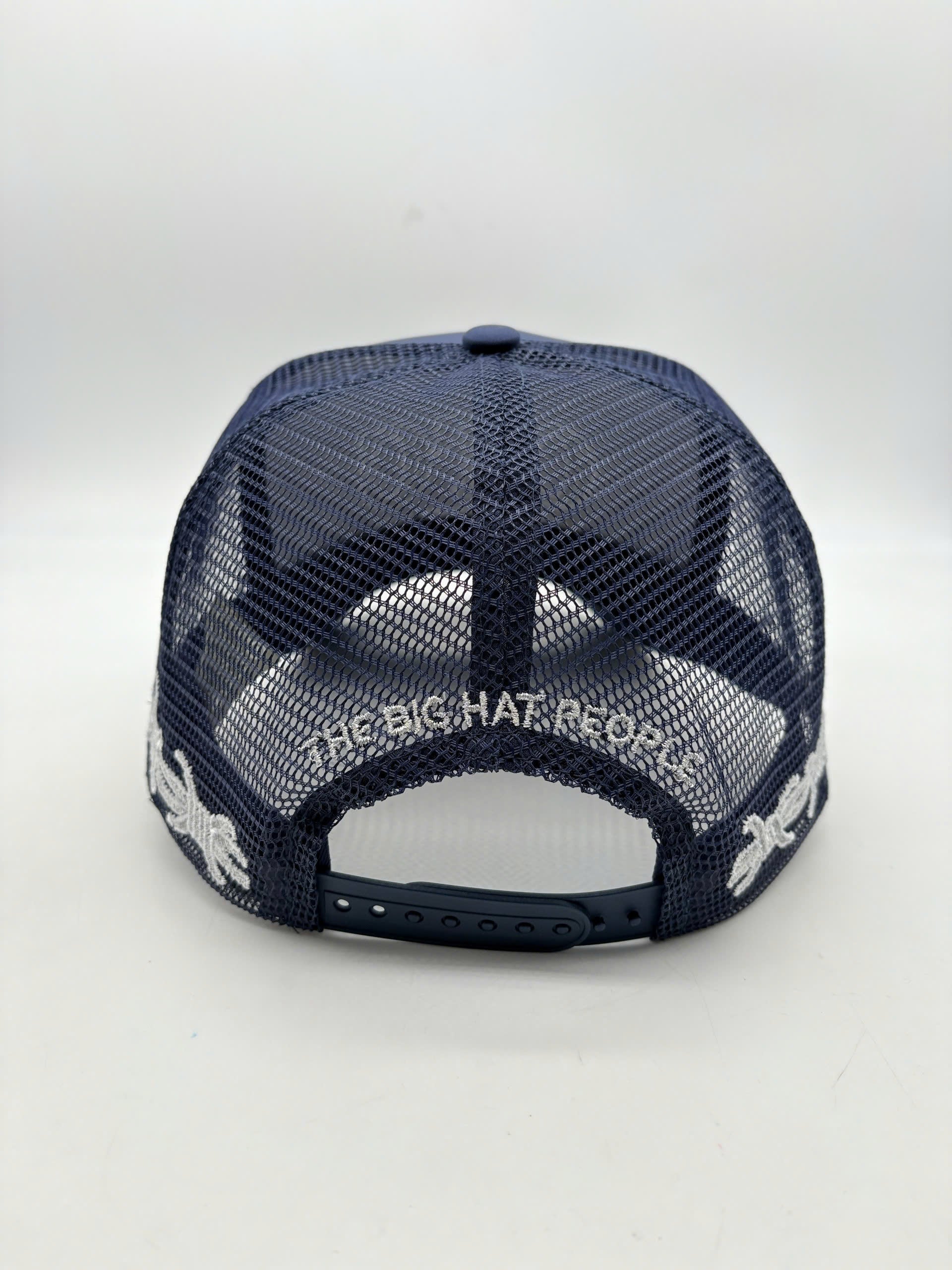 NAVY BARB WIRE TRUCKER CAP