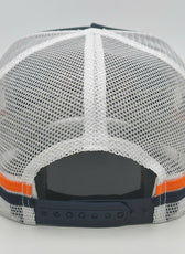 NAVY ORANGE TRUCK SCROLL TRUCKER CAP