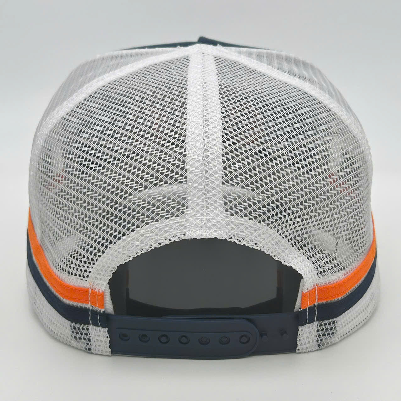 NAVY ORANGE TRUCK SCROLL TRUCKER CAP