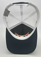 NAVY ORANGE TRUCK SCROLL TRUCKER CAP