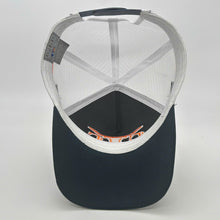 Load image into Gallery viewer, NAVY ORANGE TRUCK SCROLL TRUCKER CAP
