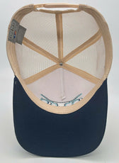 CREAM NAVY TRUCK SCROLL TRUCKER CAP