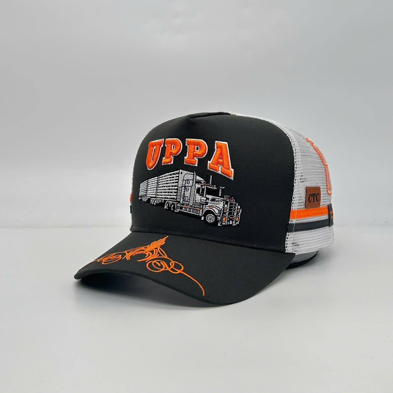 UPPA CHARCOAL GREY ORANGE TRUCKER CAP