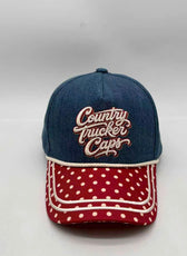 POLKA DOT DENIM TRUCKER CAP