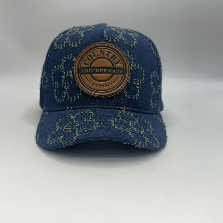 DENIM FLOWER TRUCKER CAP