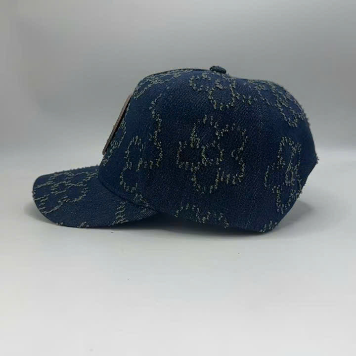 DENIM FLOWER TRUCKER CAP