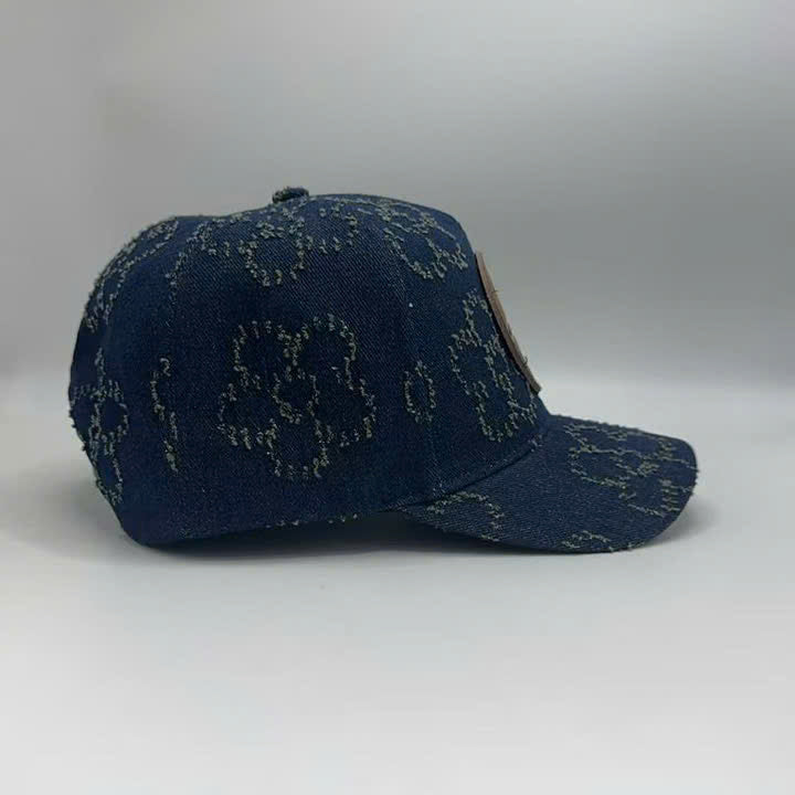 DENIM FLOWER TRUCKER CAP