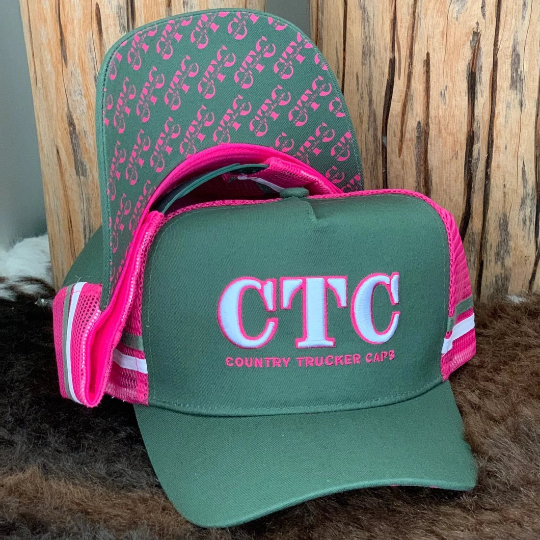 CTC KHAKI/PINK TRUCKER CAP